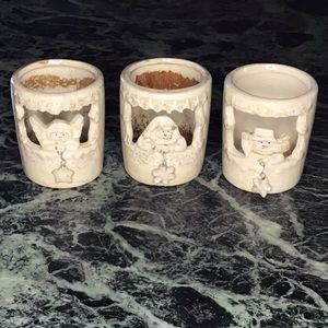 Ceramic Christmas Votive Holders with Charms